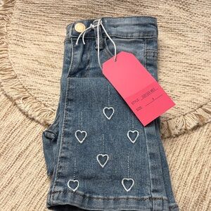 Heart Embroidered Blue Jeans